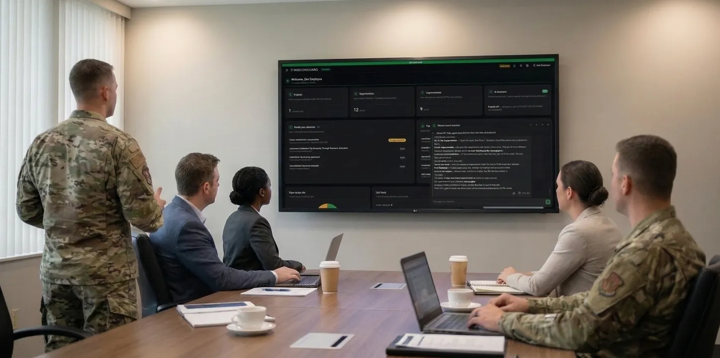 Astra product visualization of a collaborative mission review.